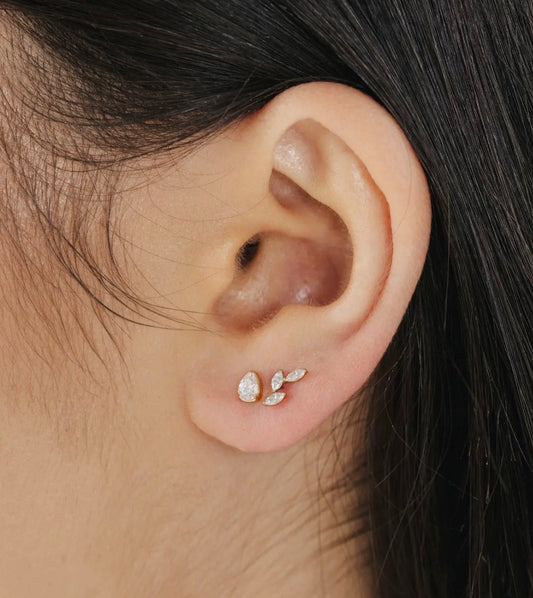Gold Pear Cz Flat Back Stud