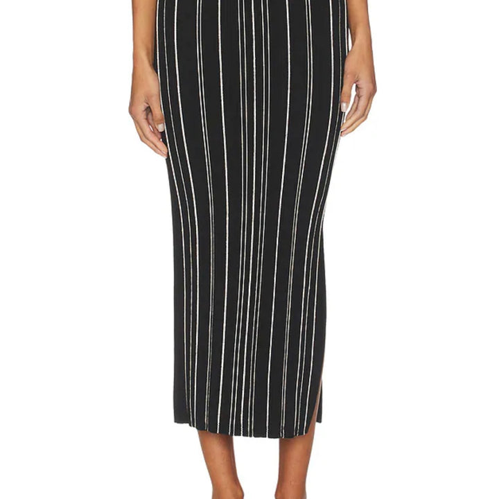 Black Ivory Stripe Peony Skirt