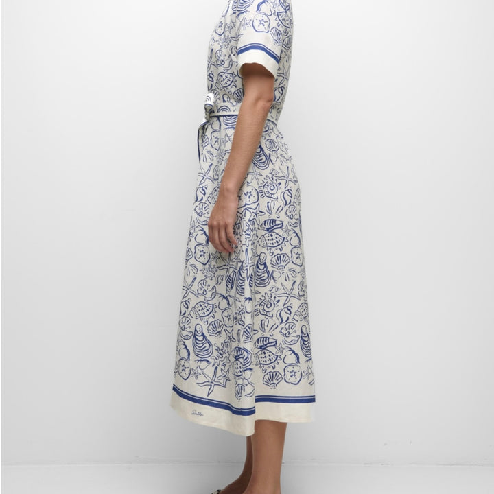 Blueberry Multi Audria Belted Midi Dress