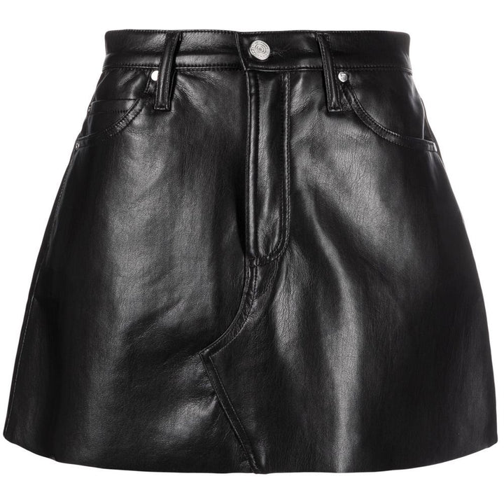 Black Recycled Leather Skirt