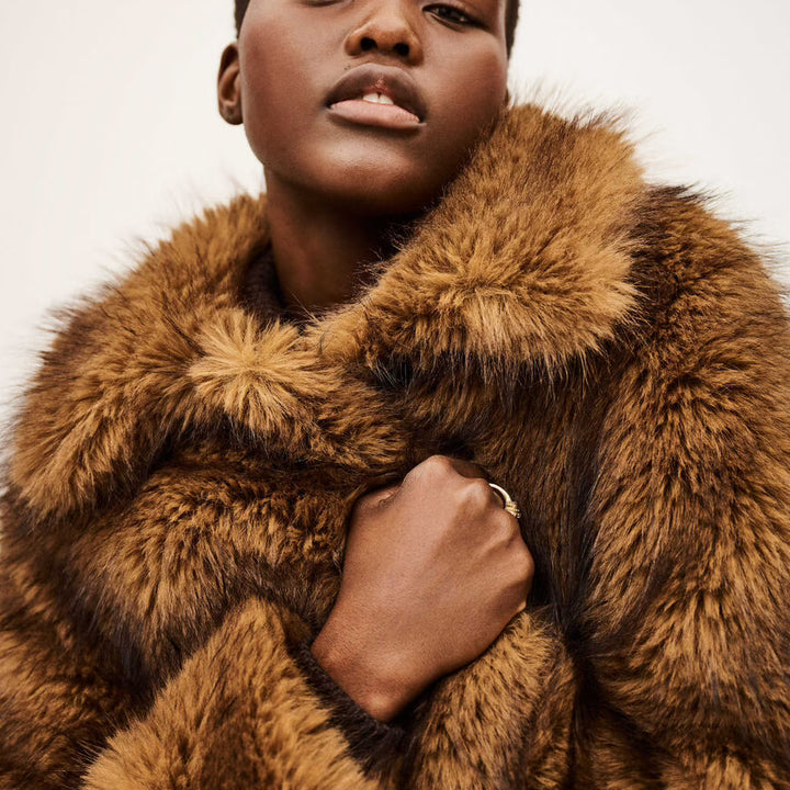 Beige Lestor Fur Coat