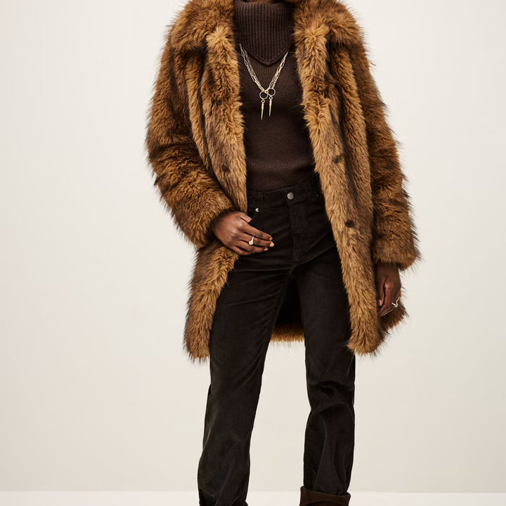 Beige Lestor Fur Coat