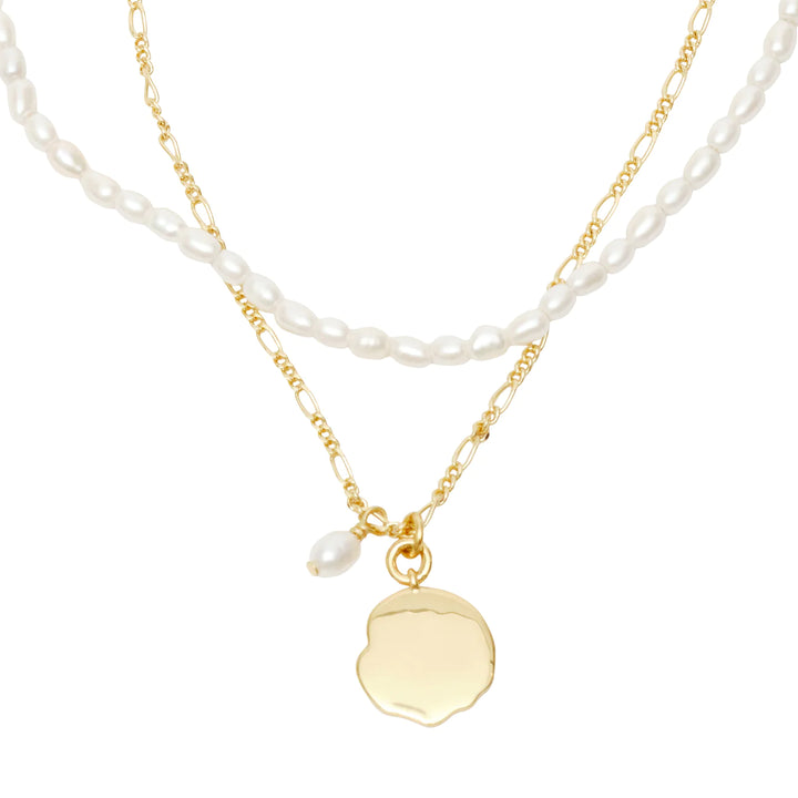Elba Double Strand Necklace White Gold