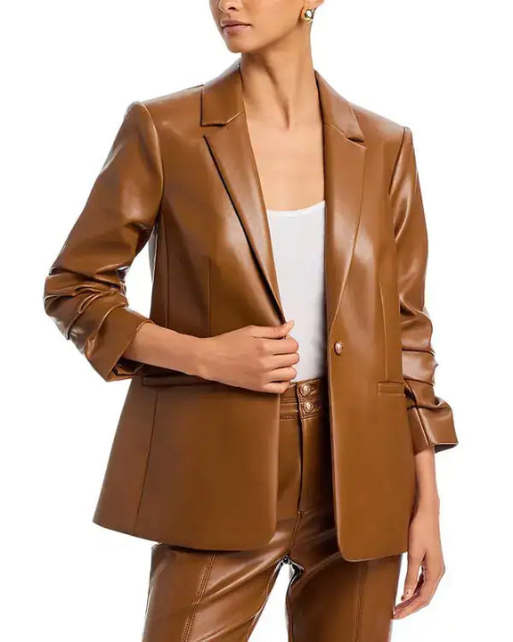 Toffee Vegan Leather Kylie Jacket