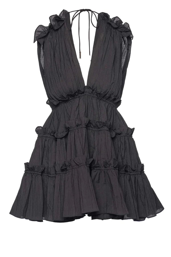 Black Ruffle Gown With Soft Net Fabric For Women | zeelpin.com
