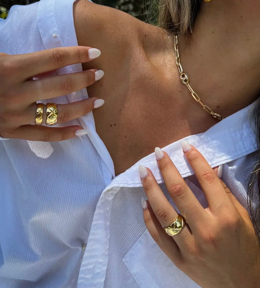 Gold Libby Quilt Ring