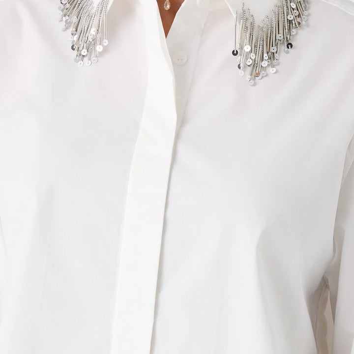 Renata Embellished Cropped Button Down