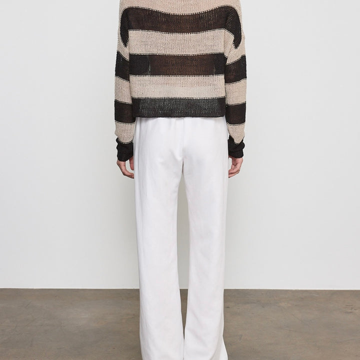Oatmeal Stripe Linen Bateau Sweater