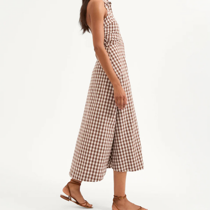 Mackey Gingham Seersucker Halter Dress