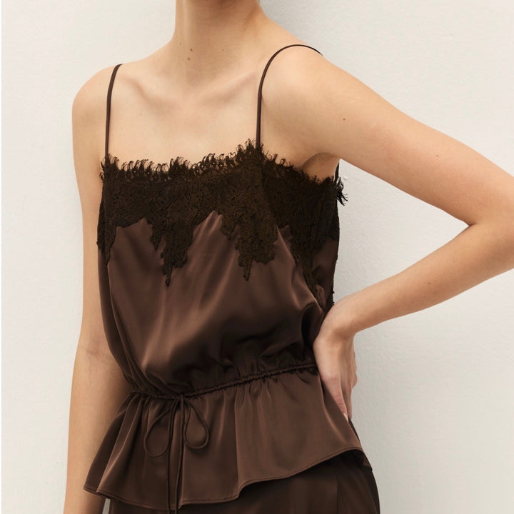 Chocolate Brown Diora Lace Top