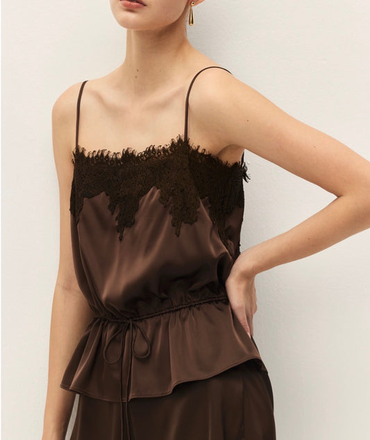 Chocolate Brown Diora Lace Top