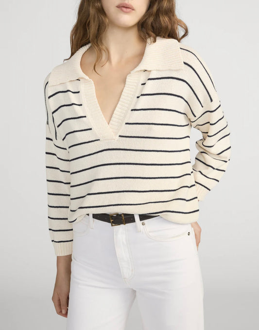 Cream Striped Easy Pullover