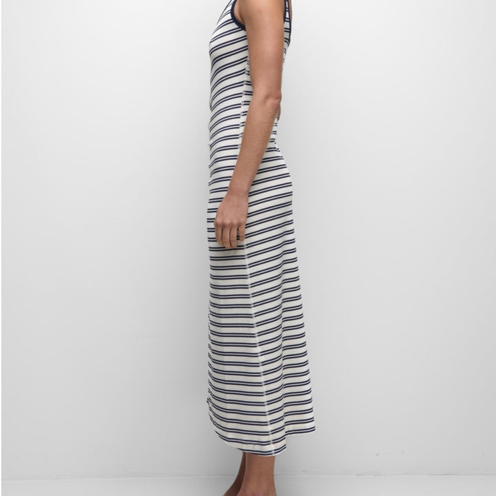 Midnight Stripe Becker Cotton Jersey Midi Dress