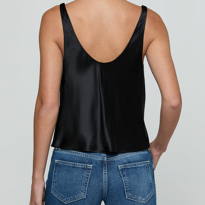 Black Evadne Cowl Neck Bra Tank