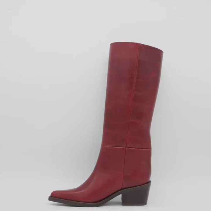 Red Manhattan Knee High Leather Boot