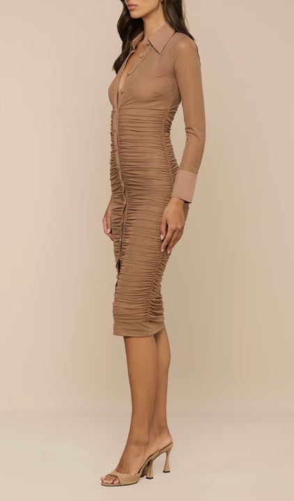 Hazelnut Adriana Midi Dress