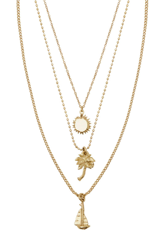 Gold Calypso Multi Charm Necklace