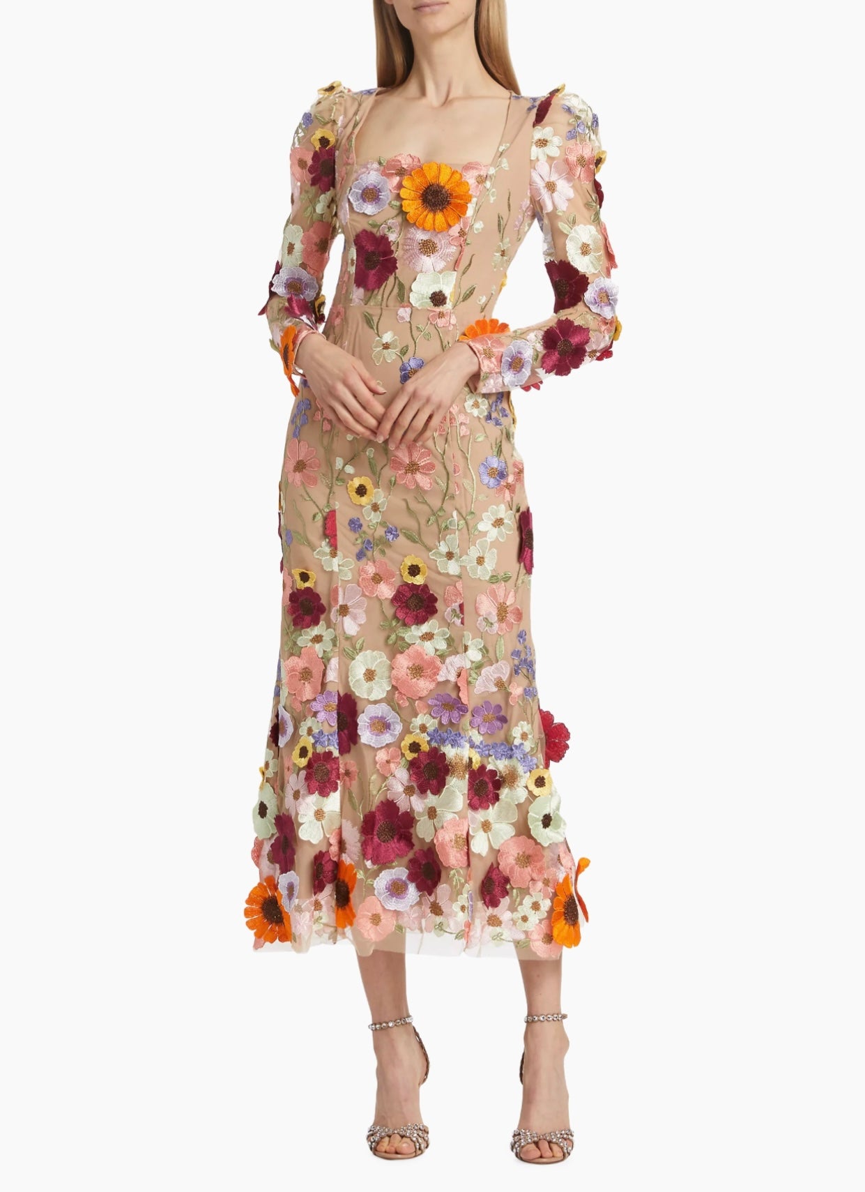 Shannon 3D Floral Midi Dress Shannon 3D Floral Midi Dress