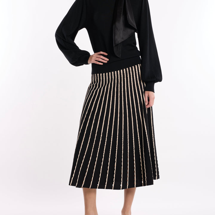 Black Pinstripe Colton Skirt