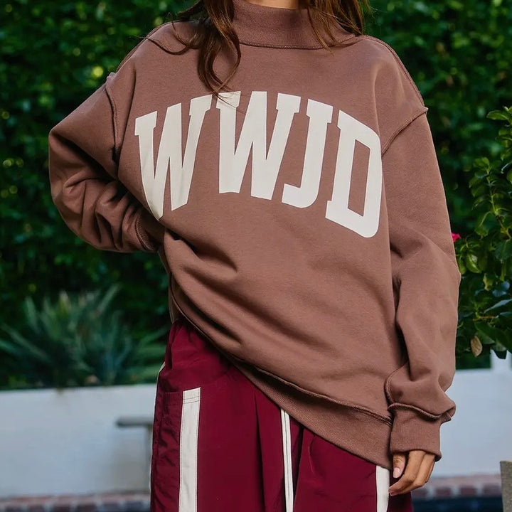 WWJD & Amen Oversized Reversible Mockneck