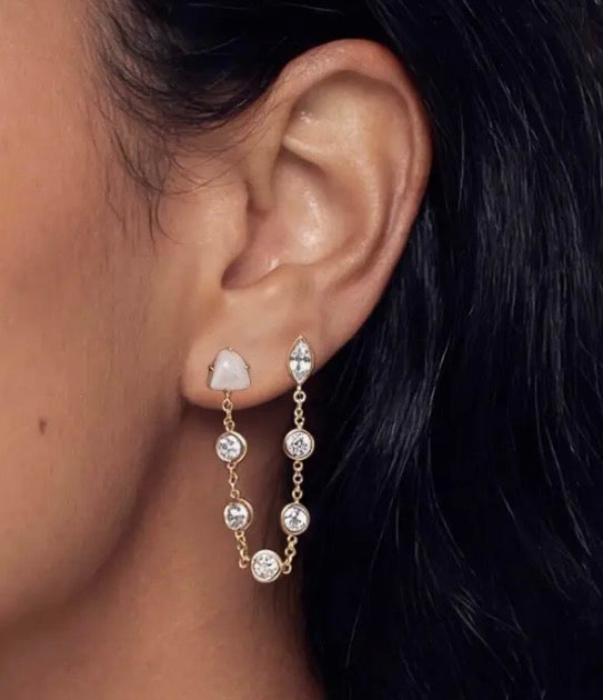 Bone Stone Double Piercing Earring