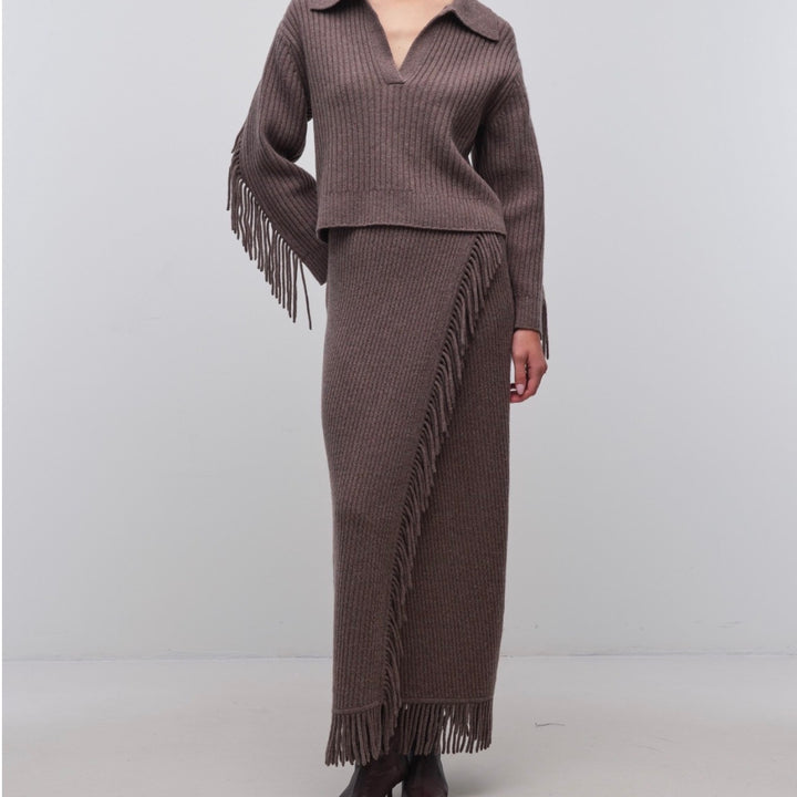 Mushroom Melange Natalia Collared Sweater