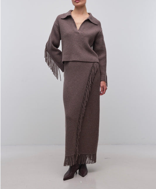 Mushroom Melange Natalia Collared Sweater