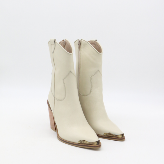 Ivory leather Coachella Cowboy Boots