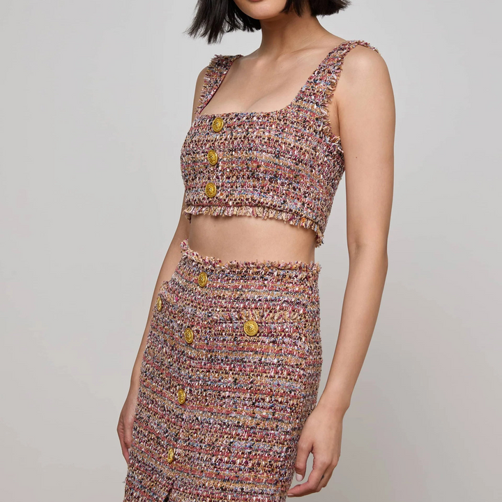 Mauve Tweed Maylin Bralette Top