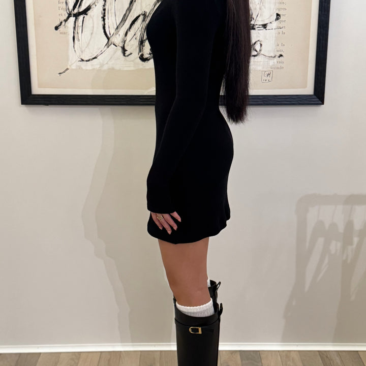 Black Knit Tunic Mini Dress