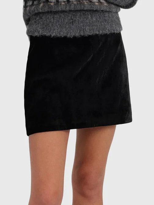 Black Petra Velvet Mini Skirt