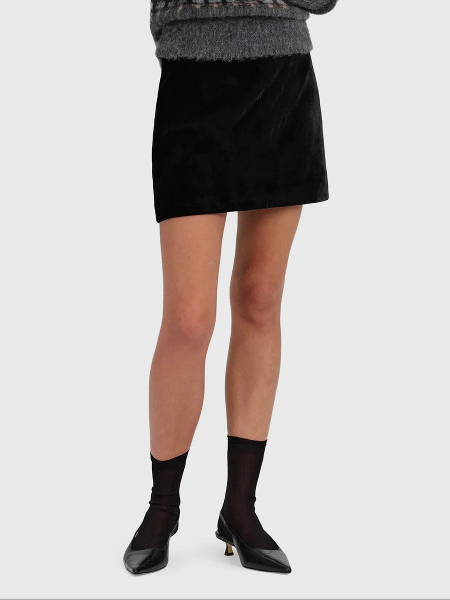 Black Petra Velvet Mini Skirt