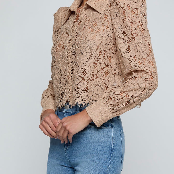 Cappuccino Anita Lace Button Up