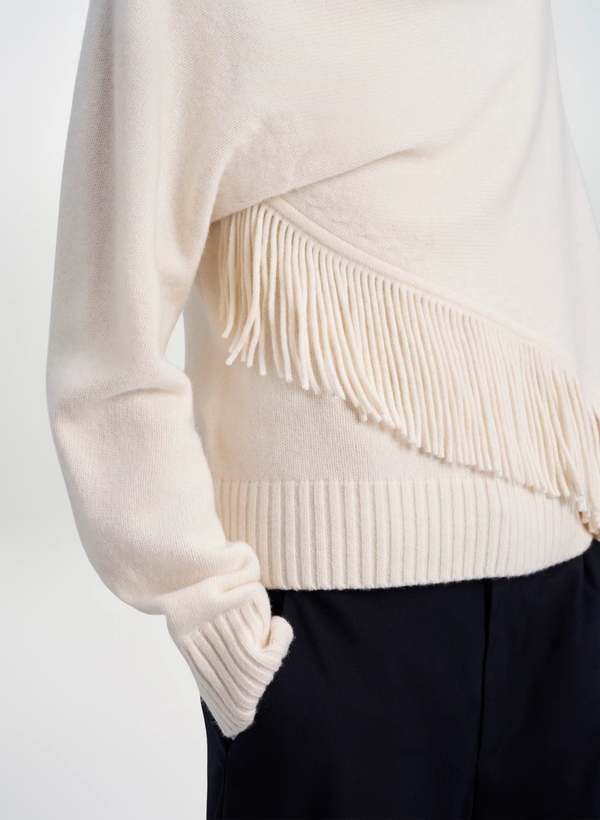 Ivory Miles Draped Fringe Sweater