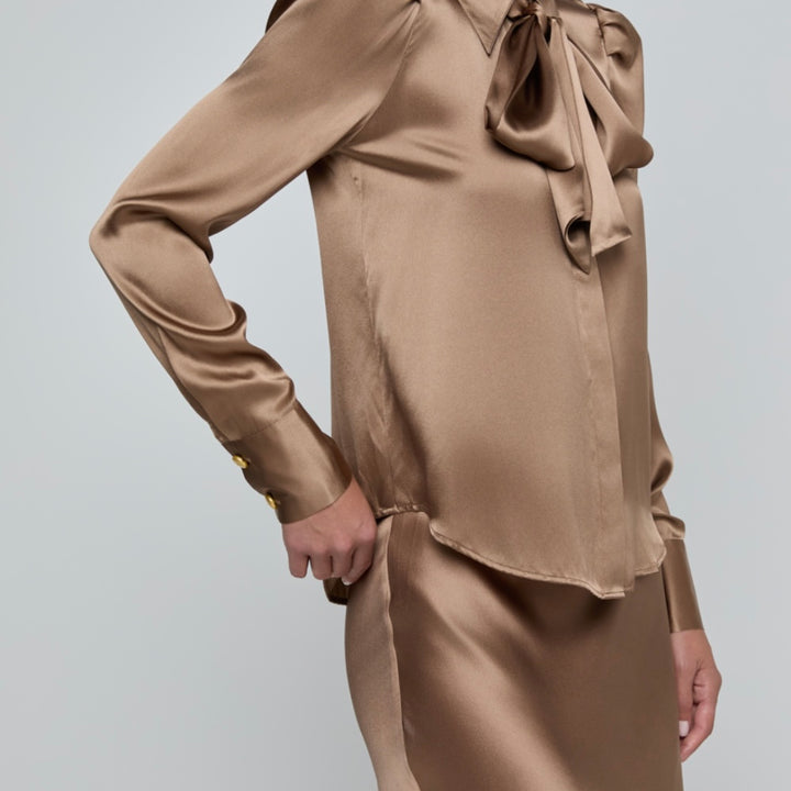 Portabella Honey Tie Neck Blouse