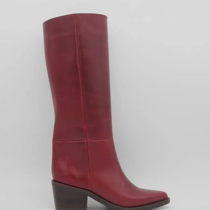 Red Manhattan Knee High Leather Boot