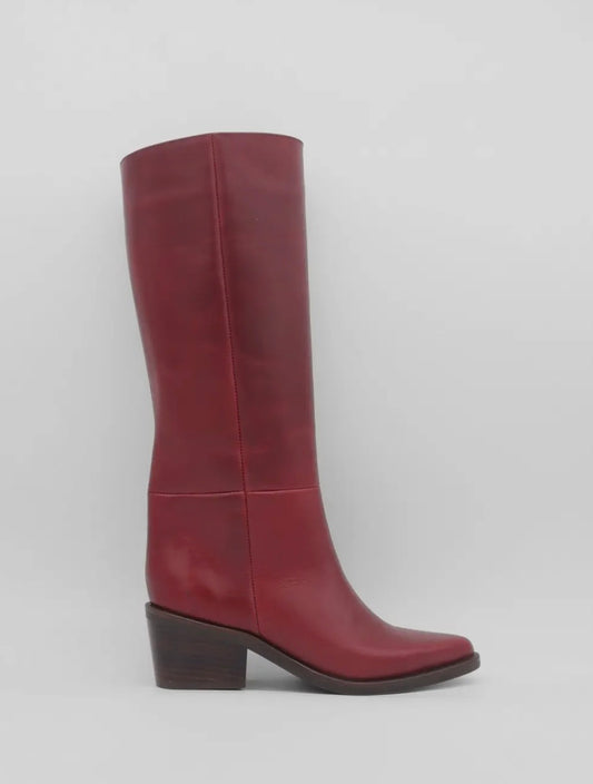 Red Manhattan Knee High Leather Boot