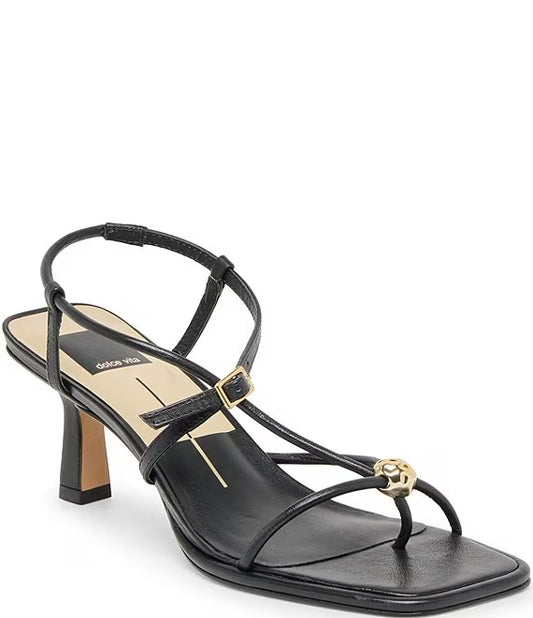 Mylee Leather Strappy Gold Hardware Heel