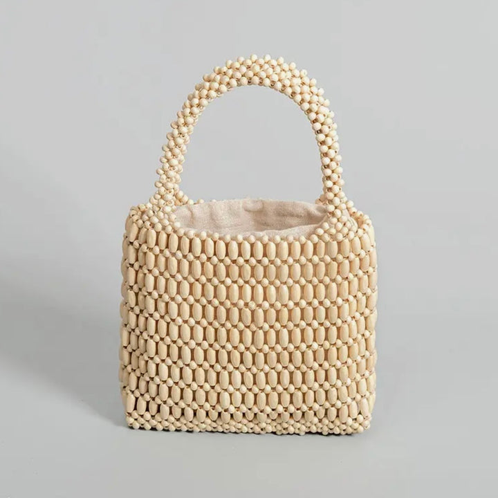 Ivory Wooden Beaded Handbag