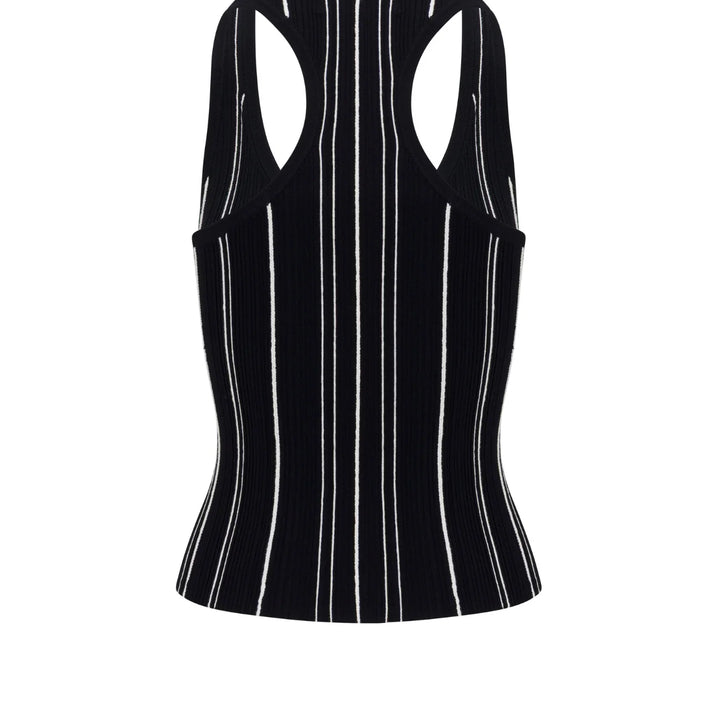 Black Ivory Stripe Violet Tank