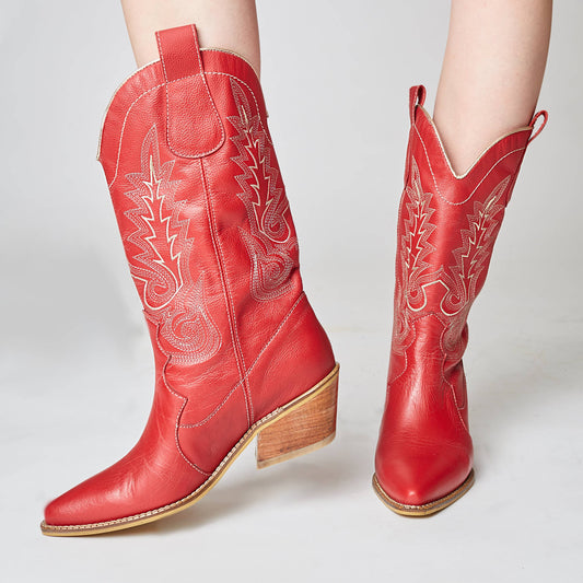 Red Leather Loyal Cowboy Boots