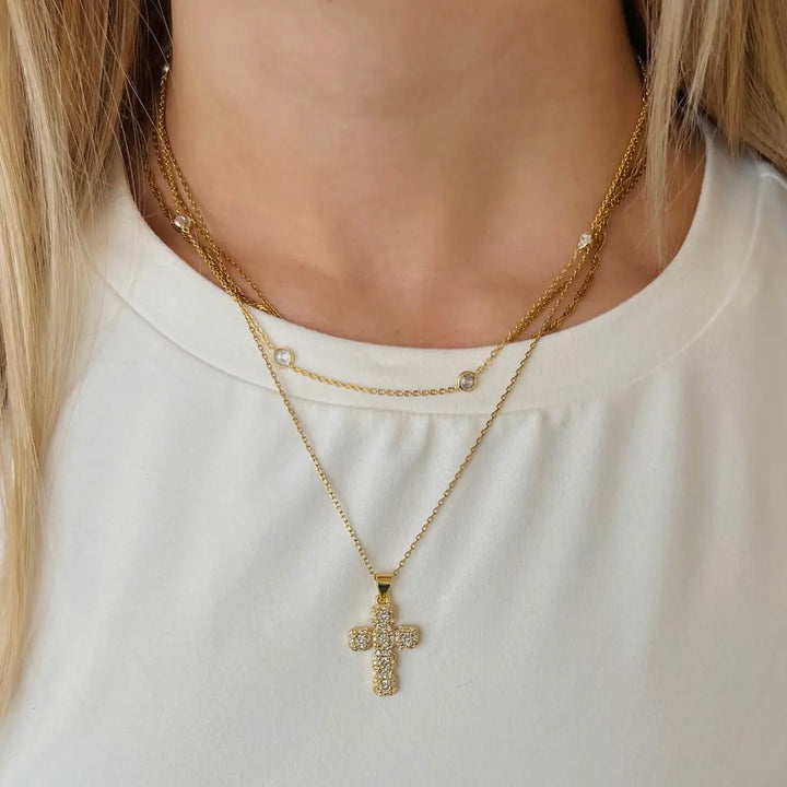 Adjustable Diamond Cross Necklace