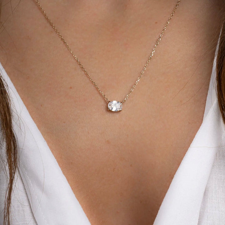 Gold Oval Pendant Necklace