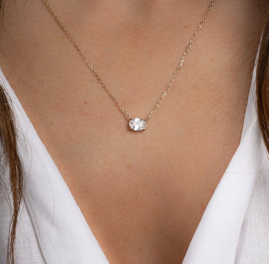 Gold Oval Pendant Necklace