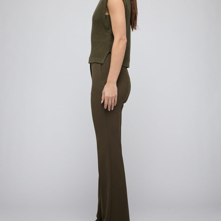 Dark Olive Maple Wool Cashmere Top
