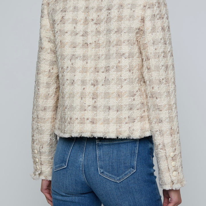 Taupe Houndstooth Zell Collarless Jacket