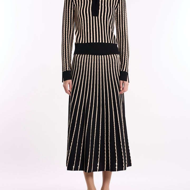 Black Pinstripe Colton Skirt