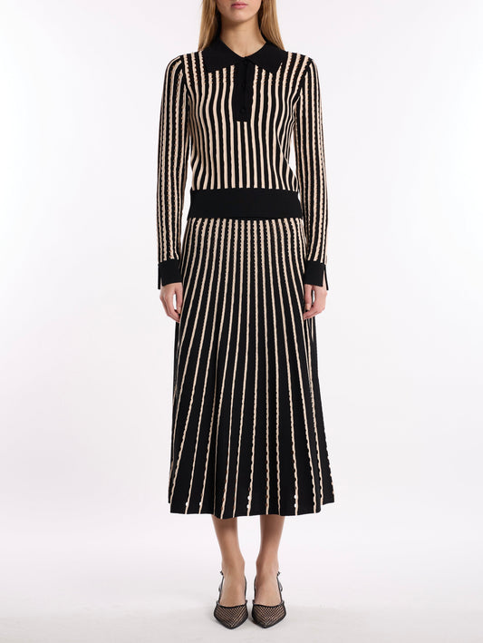 Black Pinstripe Colton Skirt