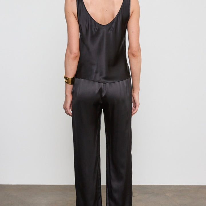 Black Silk Satin Everywhere Pant