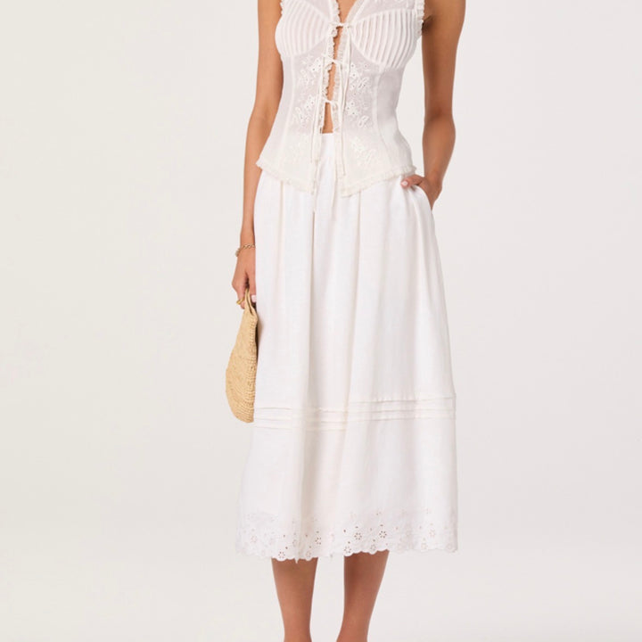 White Shelly Midi Skirt